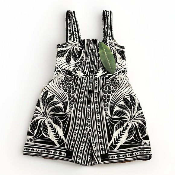 FARM Rio Pants - Farm Rio Monochrome Elegance Scarf Off-white Romper XS New Tags $190